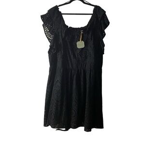RYEGRASS Black Eyelet Ruffle Dress